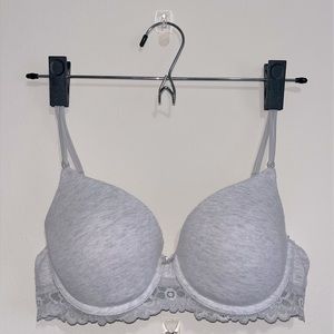 aerie lightly lined floral lace trim t-shirt bra